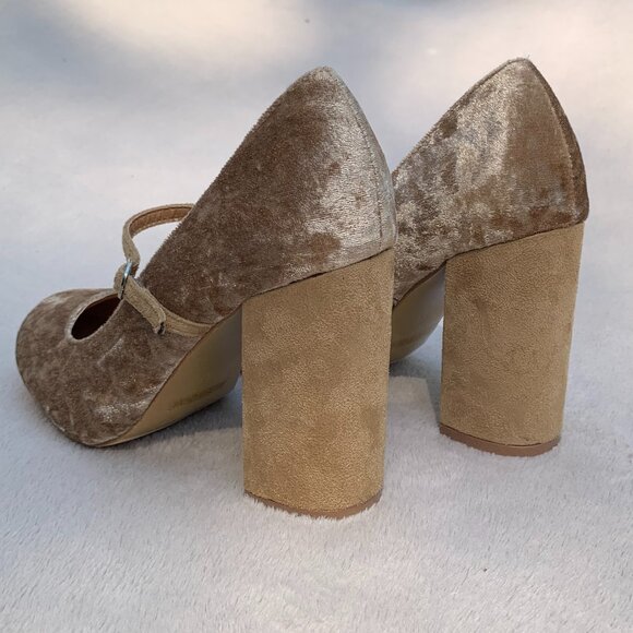 Modesta Carmeo-01 Crushed Velvet Mary Jane Style Block Heels - Picture 9 of 16